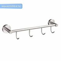 Вешалка с четырьмя крючками прямая, из нерж. стали